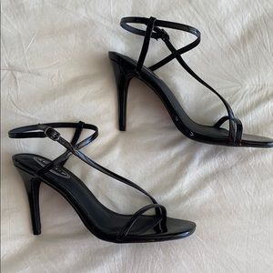 Black Asymmetrical Strappy Heels